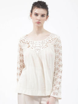 RAREISM - Nora Light White Self Design Top