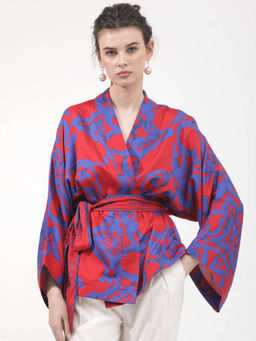 RAREISM - Pavell Primary Multicolor Abstract Top with Belt (Set of 2)