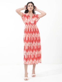 RAREISM - Ravoli Primary Red Floral Midi Dress