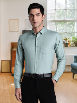 KUONS AVENUE - Green Men Cotton Formal Shirt