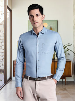 KUONS AVENUE - Blue Men Cotton Formal Shirt