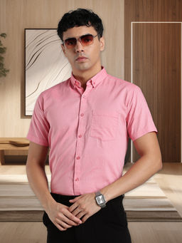KUONS AVENUE - Pink Men Oxford Cotton Formal Shirt