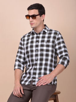 CRIMSOUNE CLUB - Men Brown Checked Pure Cotton Shirt
