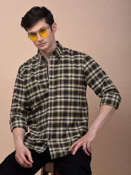 CRIMSOUNE CLUB - Men Multi Color Checked Button-Down Collar Pure Cotton Shirt