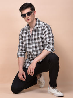 CRIMSOUNE CLUB - Men Brown Checked Pure Cotton Shirt