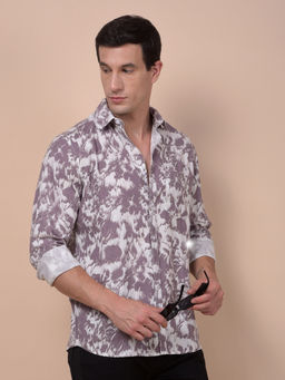 CRIMSOUNE CLUB - Men Mauve Floral Print Shirt
