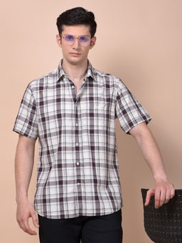 CRIMSOUNE CLUB - Men Brown Checked Pure Cotton Shirt