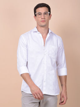 CRIMSOUNE CLUB - Men White Textured Shirt