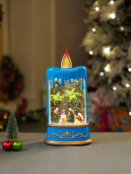 Little Surprise Box - Blue Candle With Musical Glitter Water And Lights Christmas Decor