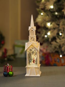 Little Surprise Box - Single Tower Church With Holy Family With Musical Glitter Water Christmas Decor
