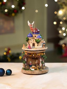 Little Surprise Box - 2 Layered Rotating Musical & Lit Angel Holy Family Bethlehem Crib Décor