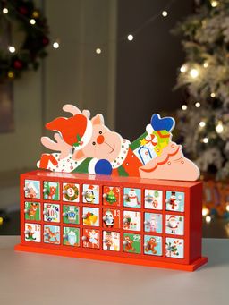 Little Surprise Box - 24Days Deer On Roof Block Shaped Wooden Advent Calendar For Christmas