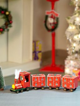 Little Surprise Box - 24Days Red Bogie Train Shaped Wooden Advent Calendar For Christmas