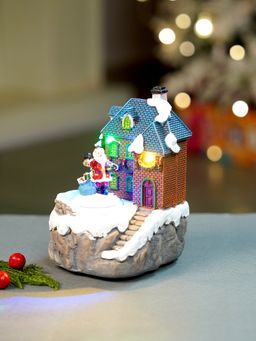 Little Surprise Box - Santa House Figurine Rotating Musical & Lit Christmas Decoration & Home Decor