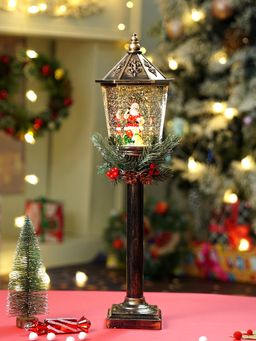 Little Surprise Box - Santa Puppy Vintage Street Lamp Style Glitter Water Christmas Decor