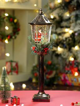 Little Surprise Box - Santa Tree Vintage Street Lamp Style Glitter Water With Lights Christmas Decor
