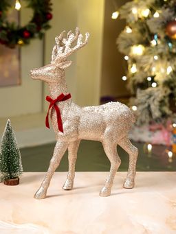 Little Surprise Box - 18Inches Big White Sequence Gold Reindeer Christmas Decor