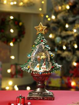 Little Surprise Box - Gold & Green Tree With Musical Glitter Water Christmas Decor