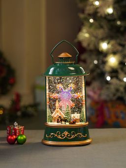 Little Surprise Box - Green Lantern With Musical And Rotating Glitter Water Lights Christmas Decor
