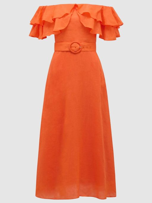 open lace back dress The Frida Cut-Out Midi Dress | Forever New | Orange
