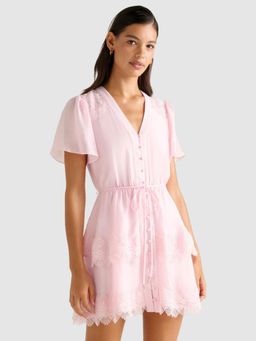 Forever New - Pink Emmy Self Design Lace Trim Mini Dress (Set of 2)