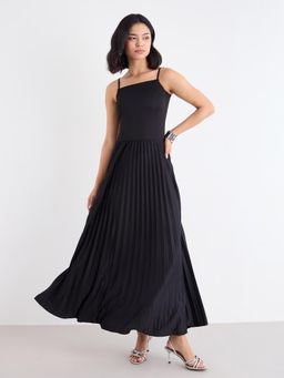 Styli - Women Black Solid A-Line Maxi Dress