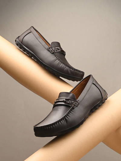 Men Vegan Leather Loafers Brown