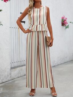 Outzidr - Multi Colour Vertical Striped Co-Ord Set