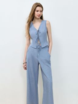 Outzidr - Blue Front Bow Top & Pant