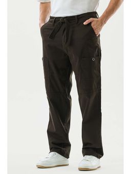 Snitch - Brown Solid Relaxed Casual Cargo Pant with Belt (Set of 2)