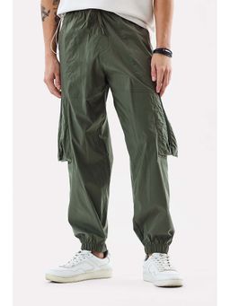 Snitch - Dark Green Solid Loose Casual Joggers