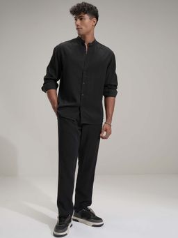 HIGHLANDER - Black Solid Shirt with Trousers (Set of 2)