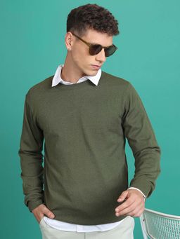 HIGHLANDER - Green Acrylic Ribbed Sweater