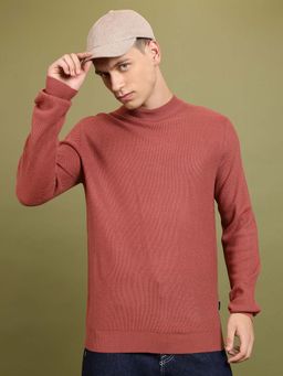 HIGHLANDER - Rust High Neck Acrylic Sweater