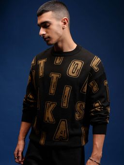 HIGHLANDER - Men's Black Printed Sweater