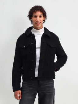 U.S. Polo Assn. Denim Co. - Men's Black Slim Fit Corduroy Sherpa Jacket