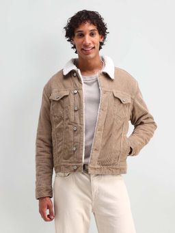 U.S. Polo Assn. Denim Co. - Men's Brown Slim Fit Corduroy Sherpa Jacket