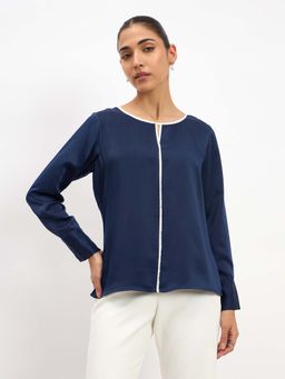 SALT Attire - Navy Blue Polyester Regular Tops