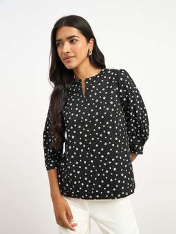 SALT Attire - Black Viscose Rayon Regular Tops