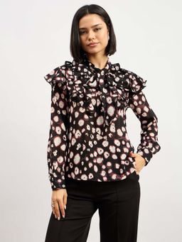 SALT Attire - Black Georgette Regular Tops