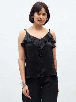SALT Attire - Black Satin Regular Tops