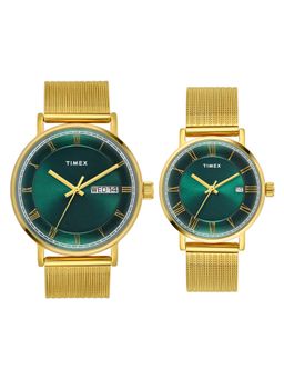 Timex - Unisex Gold Strap Analog Watches TW00PR342 (Pack of 2) (M)