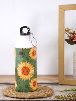 PENTADECO - Attractive Colourful Sunflower Printed Sipper Water Bottle Aluminium 600 Ml