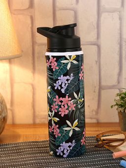 PENTADECO - Sports Water Bottle Floral with Leaf Printed Colourful Aluminium 750 Ml