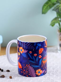 PENTADECO - Navy Blue Camel & Floral Ceramic Printed Tea-Coffee Mug By Penta Decoratives