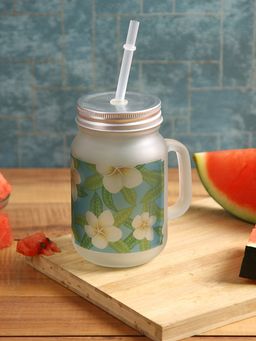 PENTADECO - Mason Dessert Glass Jar with Attractive Floral Print