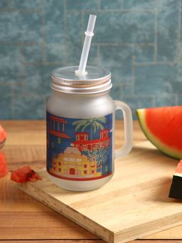 PENTADECO - Mason Dessert Glass Jar with Beautiful Printed Design