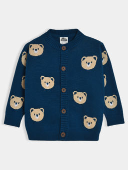 Mi Arcus - Knitted Navy Blue Full Sleeves Cardigans for Kids
