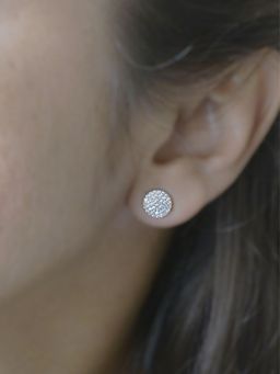 LuxeVogue - Rhodium Plated 925 Sterling Silver Encrusted Disc Earrings