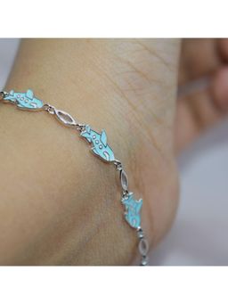 LuxeVogue - Rhodium Plated 925 Sterling Silver Playful Airplane Charm Bracelet